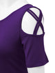 WT1805 Women's Short Sleeve Loose Strappy Open Shoulder Tops