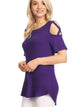 WT1805 Women's Short Sleeve Loose Strappy Open Shoulder Tops