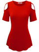 WT1805 Women's Short Sleeve Loose Strappy Open Shoulder Tops