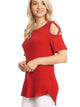 WT1805 Women's Short Sleeve Loose Strappy Open Shoulder Tops