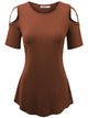 WT1805 Women's Short Sleeve Loose Strappy Open Shoulder Tops