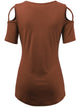 WT1805 Women's Short Sleeve Loose Strappy Open Shoulder Tops