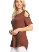 WT1805 Women's Short Sleeve Loose Strappy Open Shoulder Tops