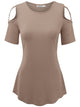 WT1805 Women's Short Sleeve Loose Strappy Open Shoulder Tops