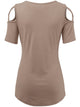 WT1805 Women's Short Sleeve Loose Strappy Open Shoulder Tops