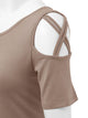 WT1805 Women's Short Sleeve Loose Strappy Open Shoulder Tops
