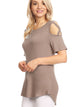 WT1805 Women's Short Sleeve Loose Strappy Open Shoulder Tops