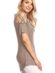 WT1805 Women's Short Sleeve Loose Strappy Open Shoulder Tops