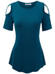 WT1805 Women's Short Sleeve Loose Strappy Open Shoulder Tops