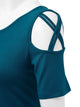 WT1805 Women's Short Sleeve Loose Strappy Open Shoulder Tops