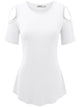 WT1805 Women's Short Sleeve Loose Strappy Open Shoulder Tops