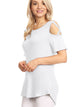 WT1805 Women's Short Sleeve Loose Strappy Open Shoulder Tops