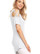 WT1805 Women's Short Sleeve Loose Strappy Open Shoulder Tops