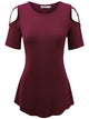 WT1805 Women's Short Sleeve Loose Strappy Open Shoulder Tops