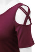 WT1805 Women's Short Sleeve Loose Strappy Open Shoulder Tops
