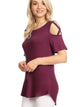 WT1805 Women's Short Sleeve Loose Strappy Open Shoulder Tops