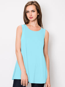 WT2098 Women Solid Sleeveless Tunic for Leggings Swing Flare Tank Tops