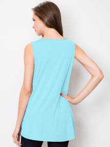 WT2098 Women Solid Sleeveless Tunic for Leggings Swing Flare Tank Tops
