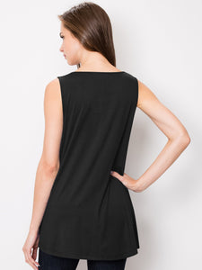 WT2098 Women Solid Sleeveless Tunic for Leggings Swing Flare Tank Tops