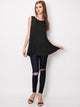 WT2098 Women Solid Sleeveless Tunic for Leggings Swing Flare Tank Tops