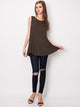 WT2098 Women Solid Sleeveless Tunic for Leggings Swing Flare Tank Tops
