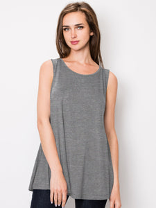 WT2098 Women Solid Sleeveless Tunic for Leggings Swing Flare Tank Tops