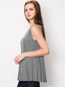 WT2098 Women Solid Sleeveless Tunic for Leggings Swing Flare Tank Tops