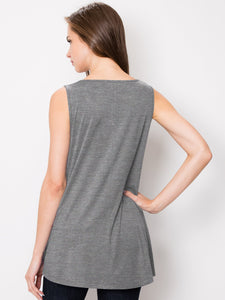 WT2098 Women Solid Sleeveless Tunic for Leggings Swing Flare Tank Tops