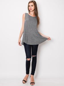 WT2098 Women Solid Sleeveless Tunic for Leggings Swing Flare Tank Tops