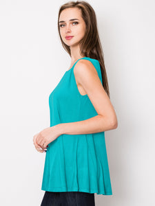 WT2098 Women Solid Sleeveless Tunic for Leggings Swing Flare Tank Tops