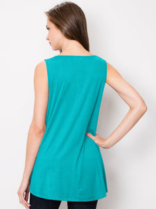 WT2098 Women Solid Sleeveless Tunic for Leggings Swing Flare Tank Tops