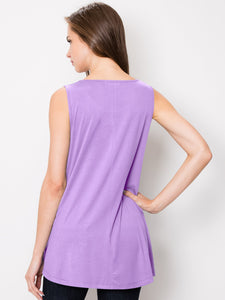 WT2098 Women Solid Sleeveless Tunic for Leggings Swing Flare Tank Tops