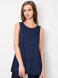 WT2098 Women Solid Sleeveless Tunic for Leggings Swing Flare Tank Tops