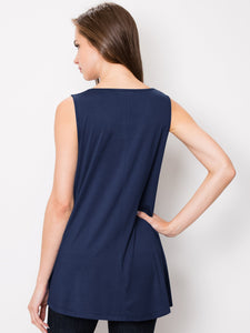 WT2098 Women Solid Sleeveless Tunic for Leggings Swing Flare Tank Tops
