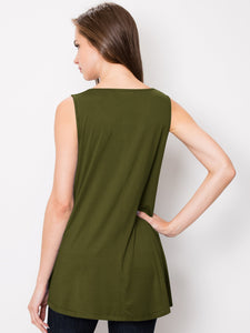 WT2098 Women Solid Sleeveless Tunic for Leggings Swing Flare Tank Tops