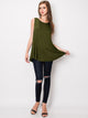 WT2098 Women Solid Sleeveless Tunic for Leggings Swing Flare Tank Tops