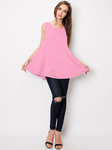 WT2098 Women Solid Sleeveless Tunic for Leggings Swing Flare Tank Tops