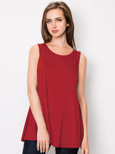 WT2098 Women Solid Sleeveless Tunic for Leggings Swing Flare Tank Tops