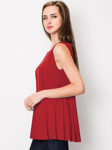 WT2098 Women Solid Sleeveless Tunic for Leggings Swing Flare Tank Tops