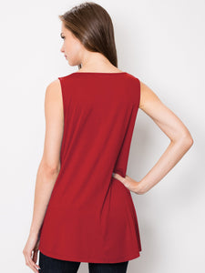 WT2098 Women Solid Sleeveless Tunic for Leggings Swing Flare Tank Tops