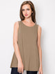WT2098 Women Solid Sleeveless Tunic for Leggings Swing Flare Tank Tops