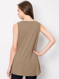 WT2098 Women Solid Sleeveless Tunic for Leggings Swing Flare Tank Tops