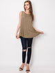 WT2098 Women Solid Sleeveless Tunic for Leggings Swing Flare Tank Tops