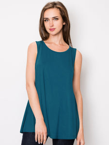 WT2098 Women Solid Sleeveless Tunic for Leggings Swing Flare Tank Tops