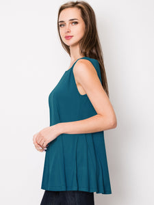 WT2098 Women Solid Sleeveless Tunic for Leggings Swing Flare Tank Tops