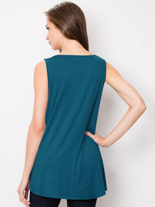WT2098 Women Solid Sleeveless Tunic for Leggings Swing Flare Tank Tops