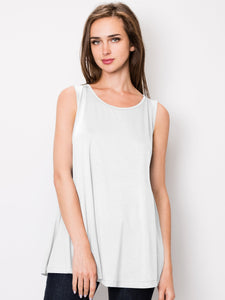 WT2098 Women Solid Sleeveless Tunic for Leggings Swing Flare Tank Tops