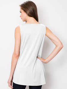 WT2098 Women Solid Sleeveless Tunic for Leggings Swing Flare Tank Tops
