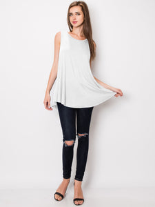 WT2098 Women Solid Sleeveless Tunic for Leggings Swing Flare Tank Tops