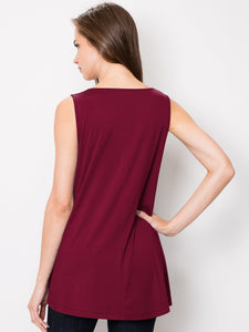WT2098 Women Solid Sleeveless Tunic for Leggings Swing Flare Tank Tops